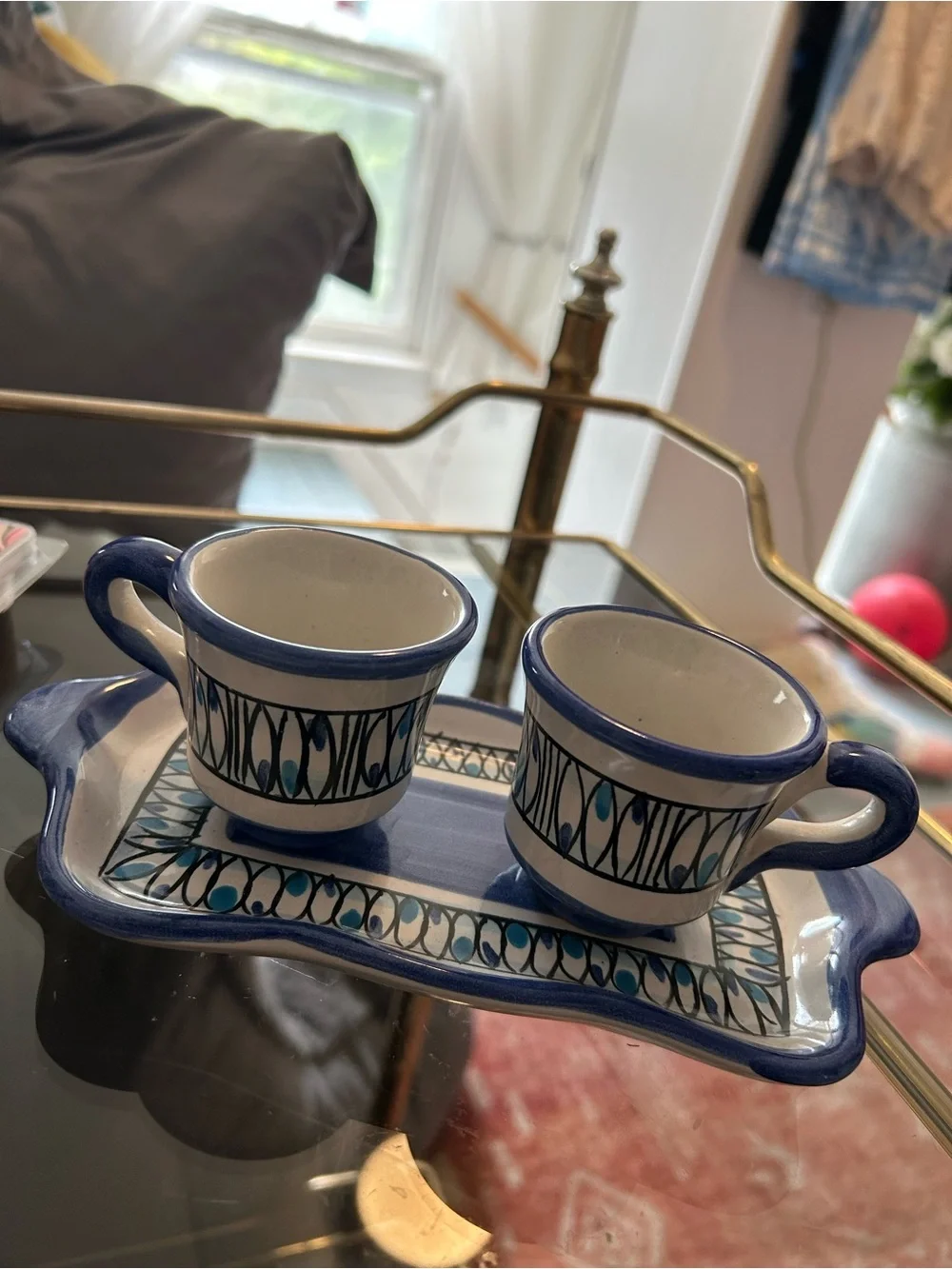 VINTAGE ITALIAN Ceramic Espresso Cup & Saucer Set - Artisan Style, GORGEOUS